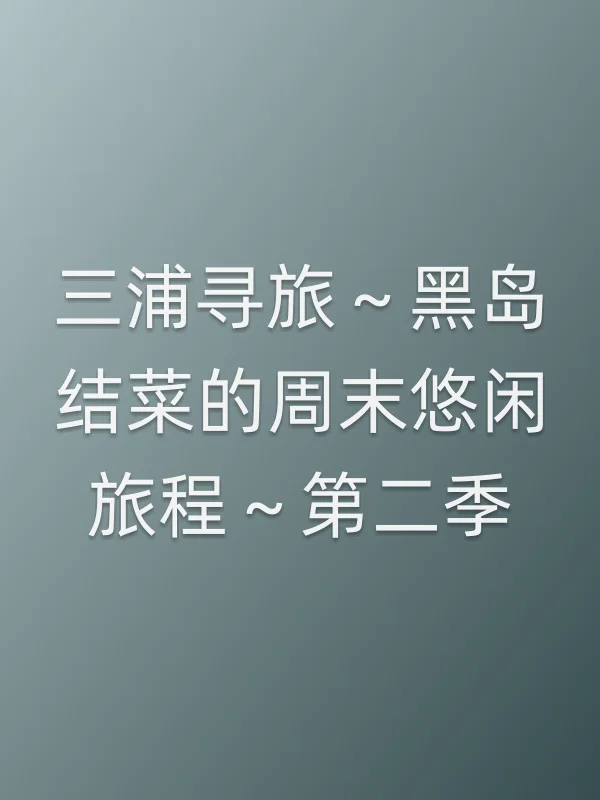 三浦寻旅～黑岛结菜的周末悠闲旅程～第二季